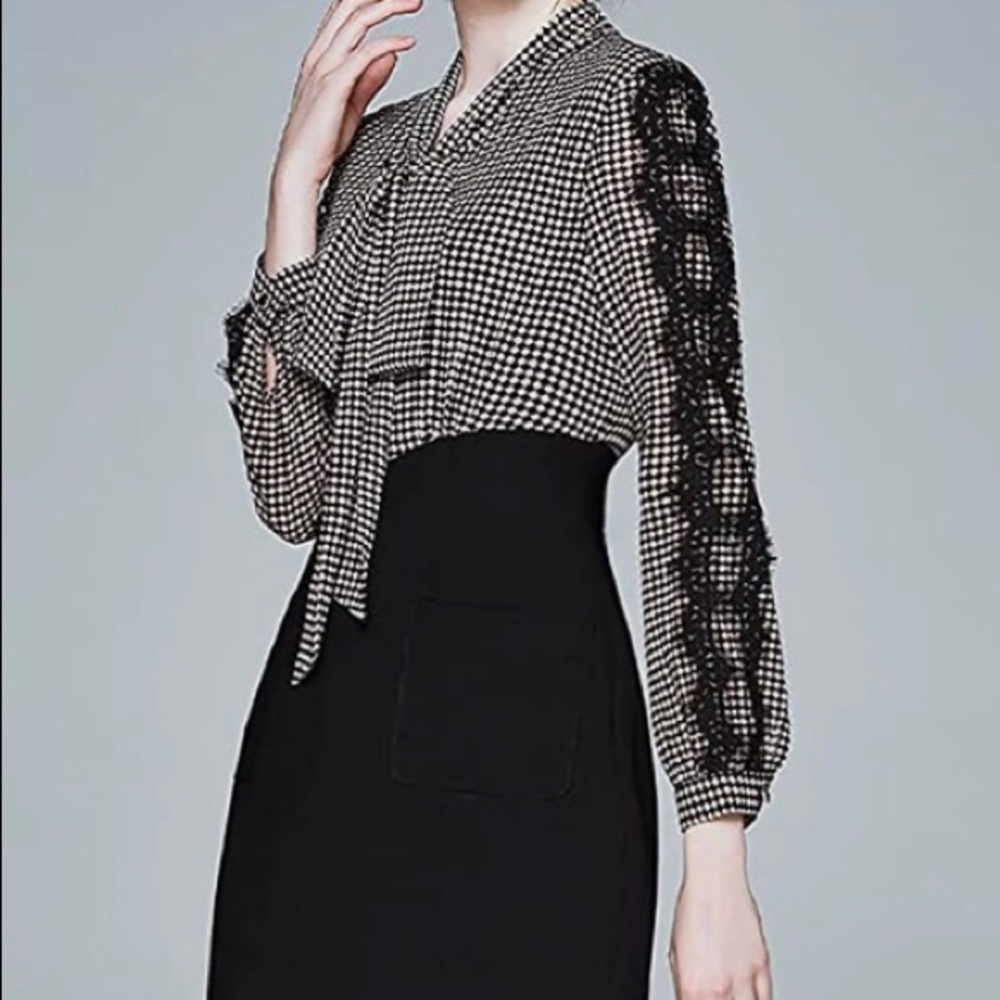 Long sleeve, V-neck pencil dress. Mid length, slim style, A-line